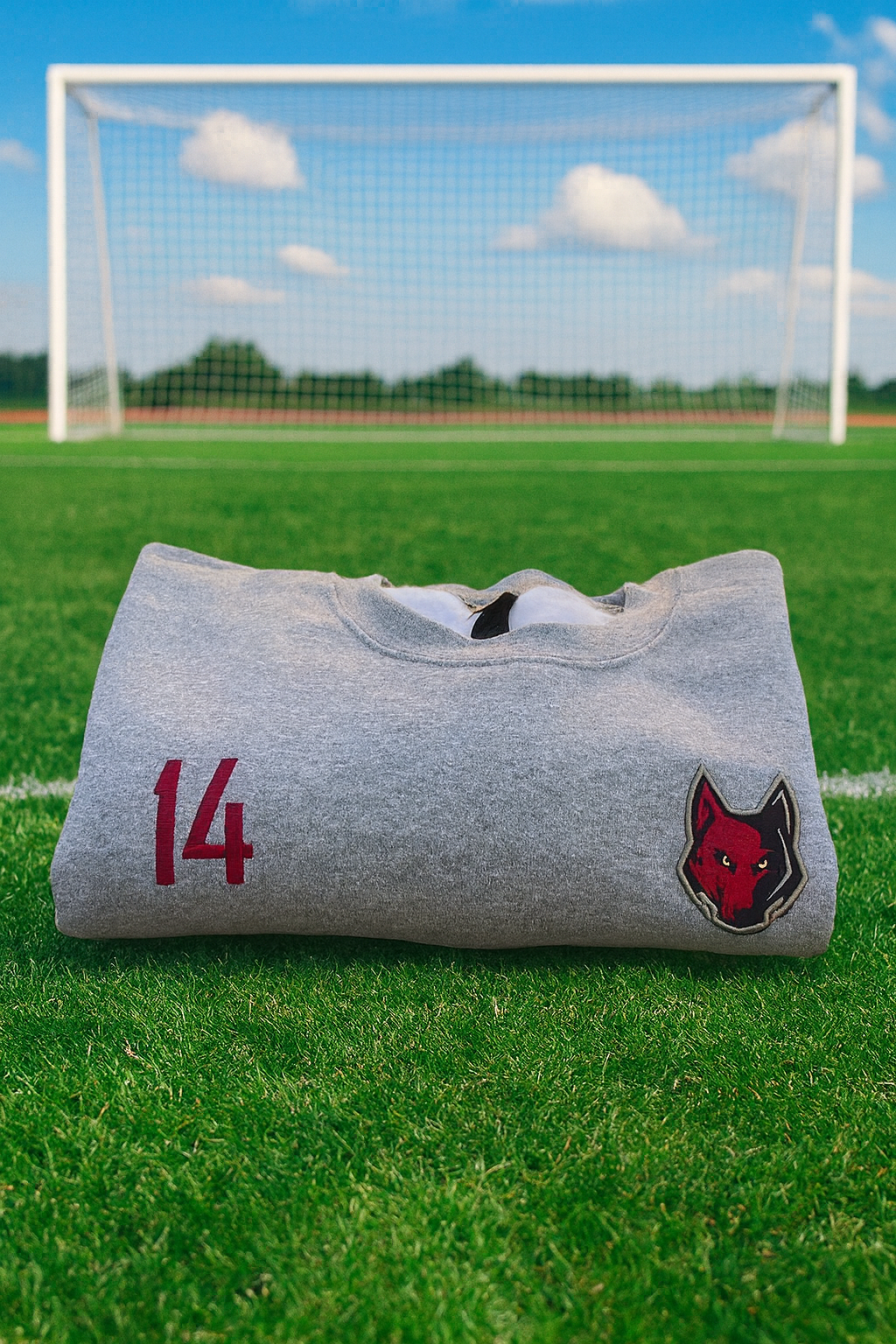 Crewneck Grey Sweatshirt- Embroidered logos